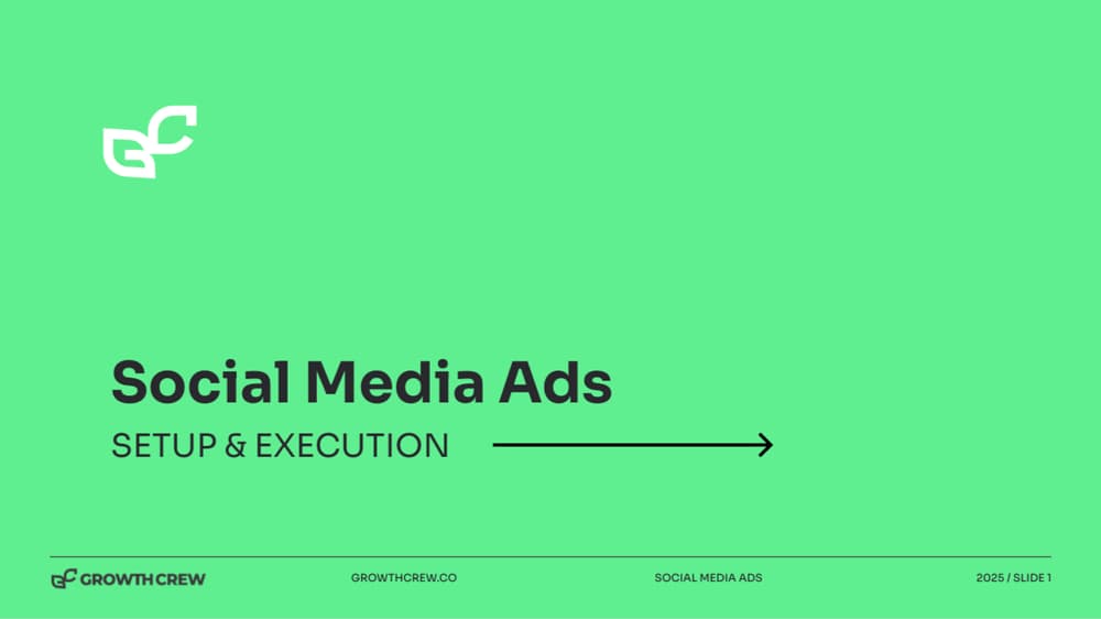 First slide of Social Media Ads - Setup & Execution